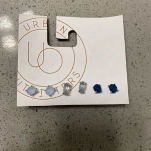 Urban Outfitters Set of 3 Blue Stud Earrings